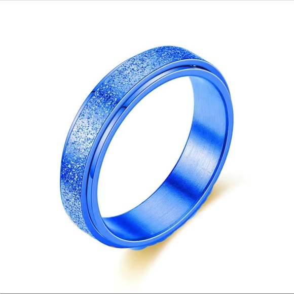 Anti Anxiety Glitter Blue Spinning Ring - Picture 4 of 4